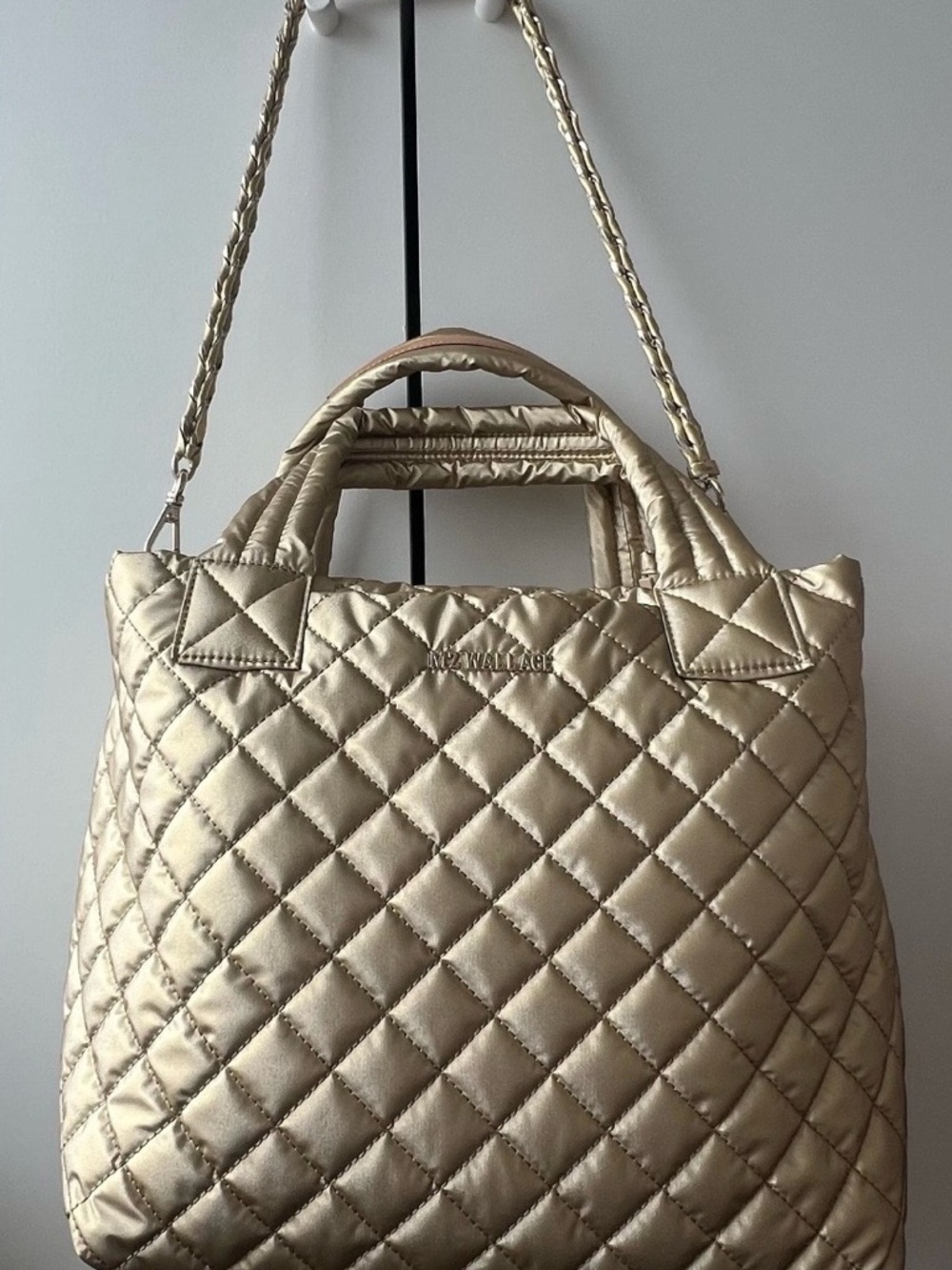 MZ Wallace Quilted Metallic Gold Hobo Tote - Picture 3 of 5